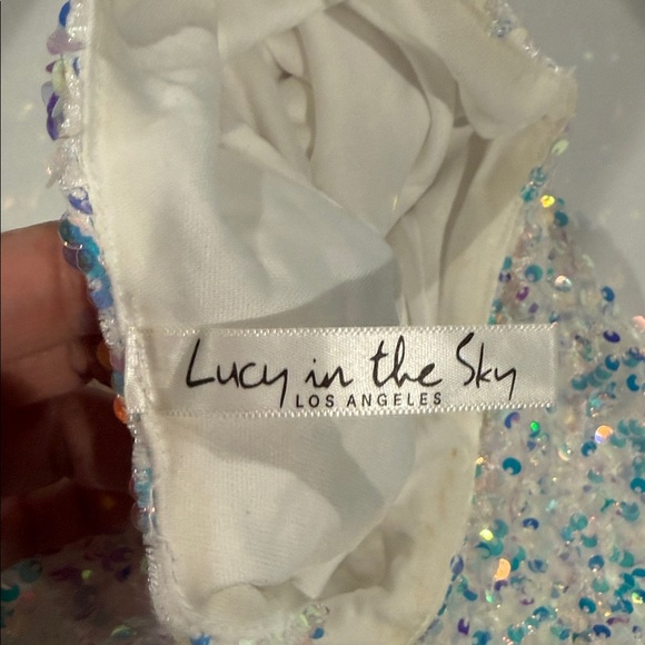 Lucy in the Sky White Sequin One-Shoulder Dress. Size Small. NWOT - Picture 4 of 5